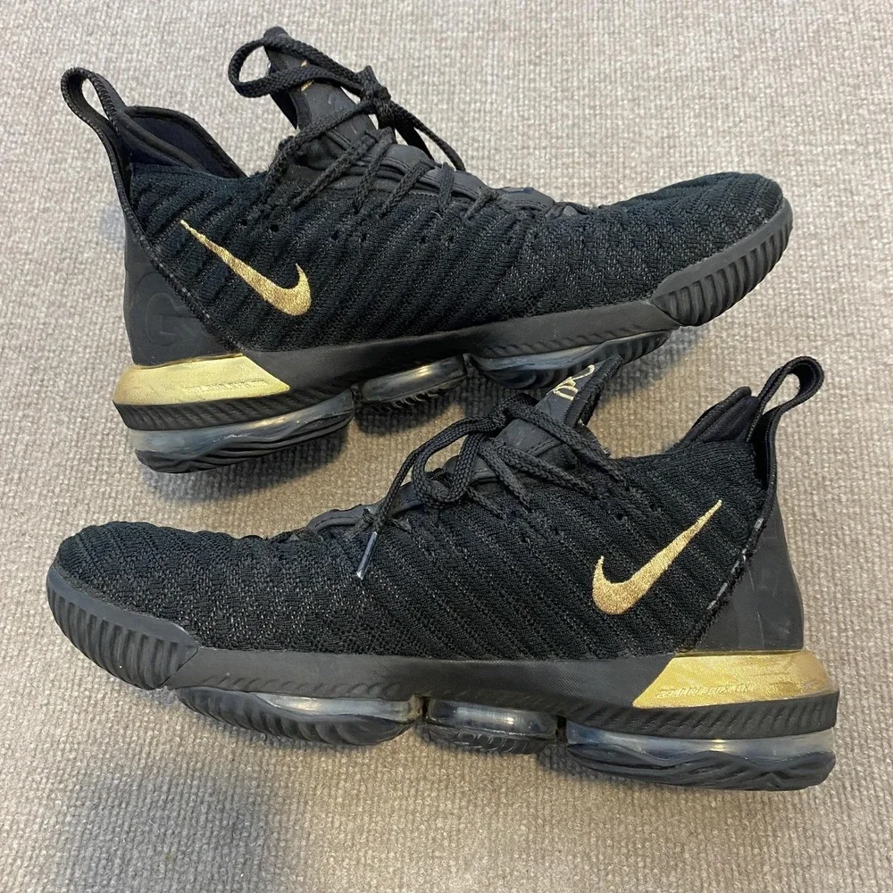 Nike LeBron 16 Shoes Mens Size 12 Black Gold Mid Basketball Sneakers BQ5969-007